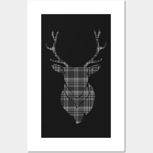 Rustic Tartan Pattern Stags Head Posters and Art